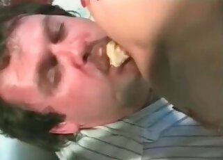 Old man licking clit and eating out from behind