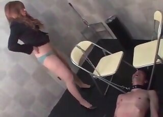 Censored video of a BDSM fetishist eating out poop